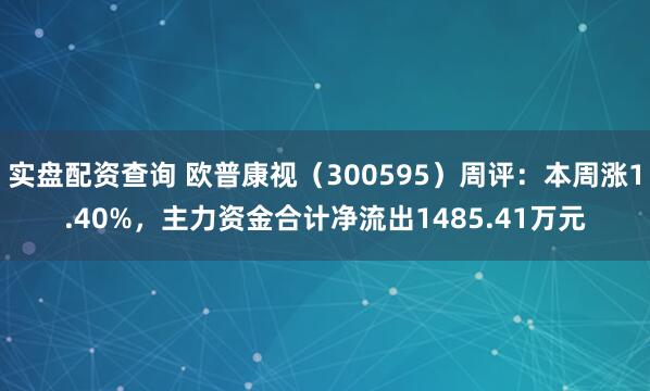 实盘配资查询 欧普康视（300595）周评：本周涨1.40%，主力资金合计净流出1485.41万元
