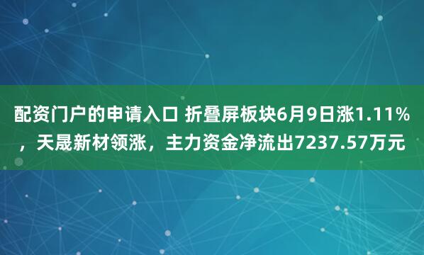 配资门户的申请入口 折叠屏板块6月9日涨1.11%，天晟新材领涨，主力资金净流出7237.57万元